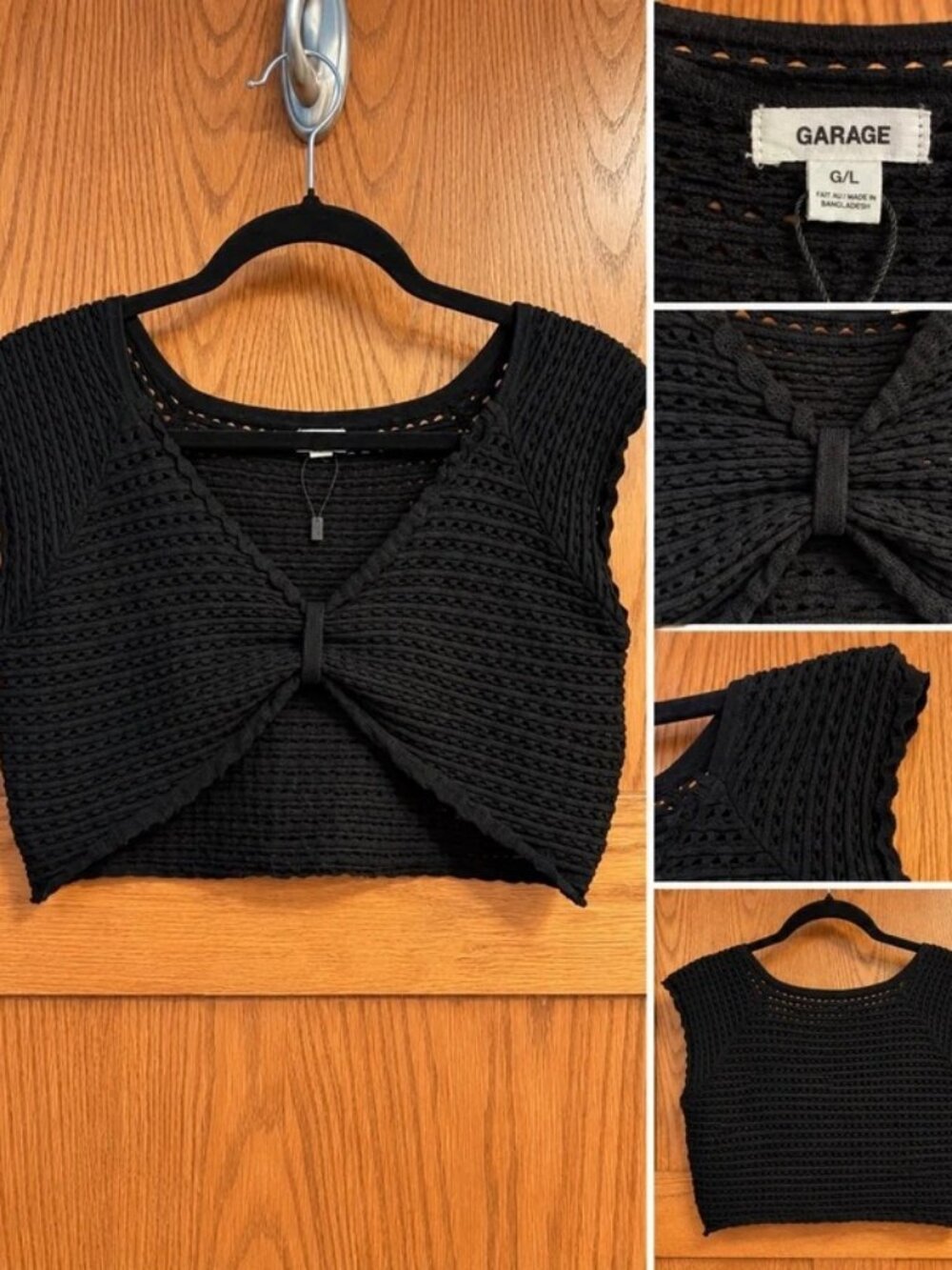 Garage Black Crochet Knit Crop